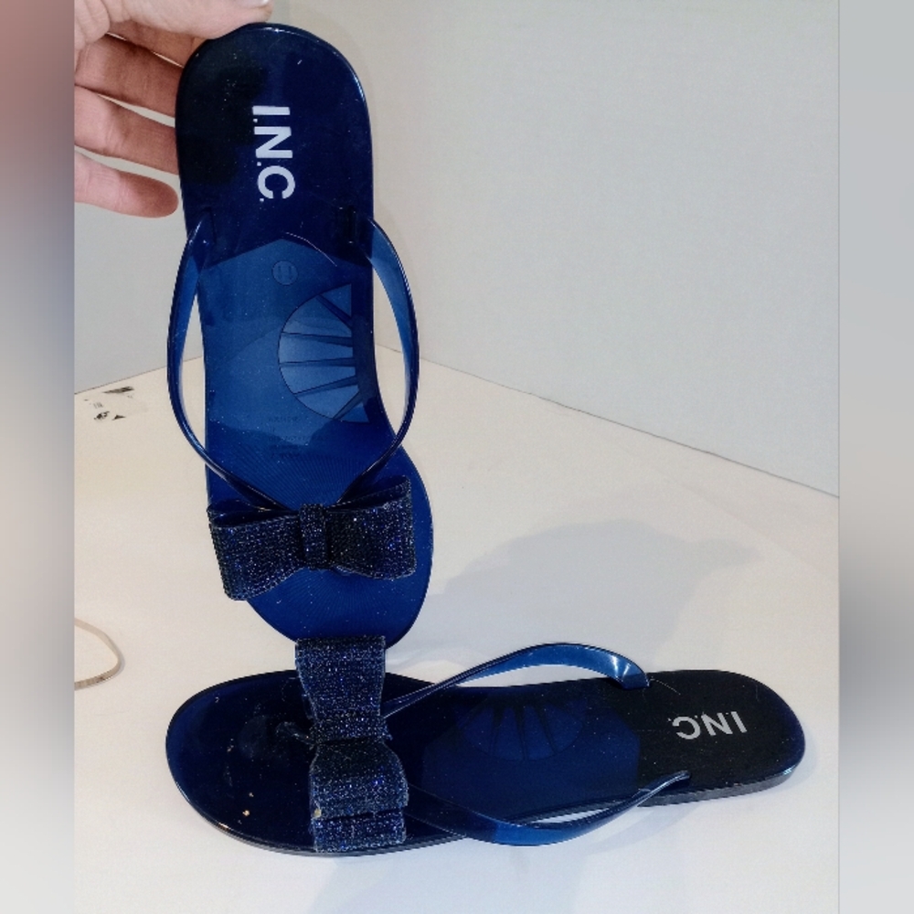 I.N.C. Blue Plastic Sparkly Sandals Sz 11‎
